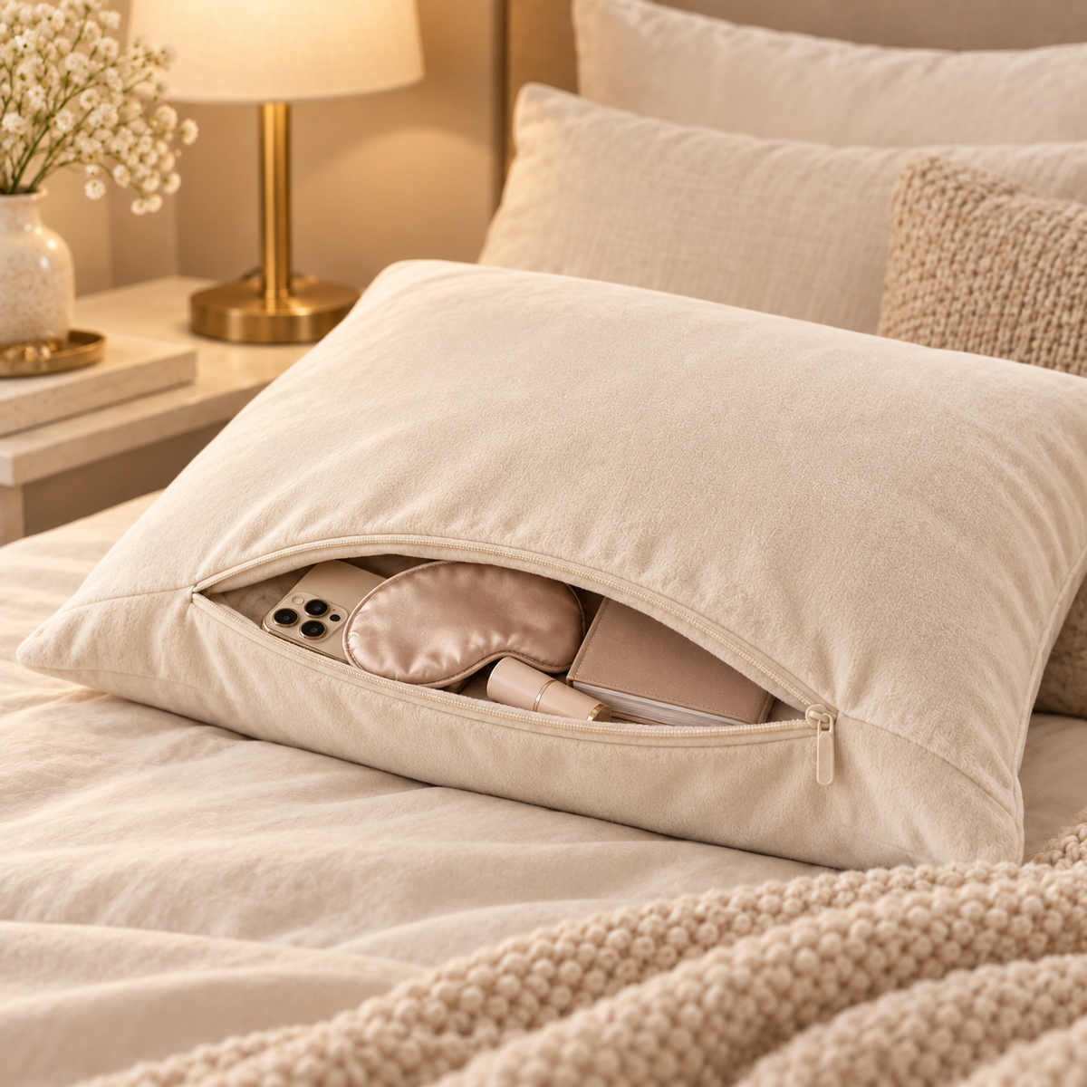 woieeo™ PillowPocket Hidden Pillow Storage & Essentials Pouch