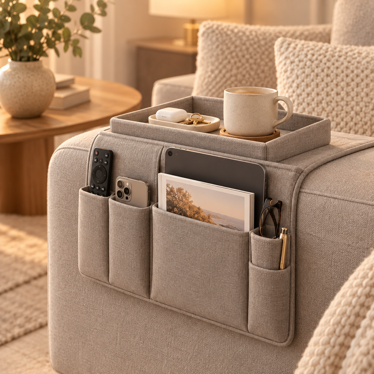 woieeo™ RollMate Sofa Caddy & Multi-Pocket Organizer